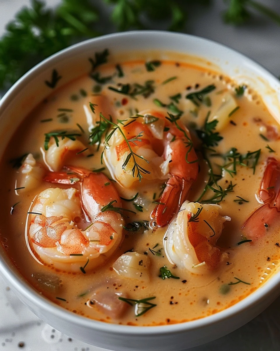 Indulgent Crab and Shrimp Seafood Bisque Recipe finished dish