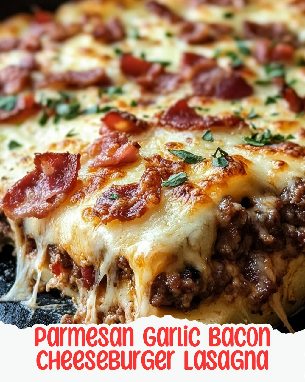 Parmesan Garlic Bacon Cheeseburger Lasagna