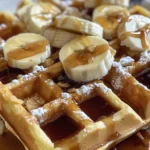 Indulgent Waffles with Banana and Salted Caramel Sauce finished dish
