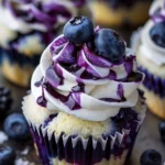 Indulgent White Chocolate Blueberry Cheesecake Cupcakes finished dish