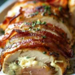 Irresistible Bacon Wrapped Cream Cheese Stuffed Chicken Breast finished dish