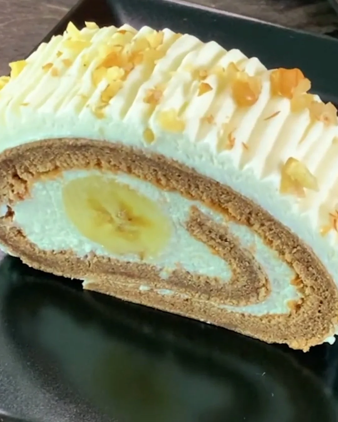 Irresistible Banana Caramel Roll Cake Recipe finished dish