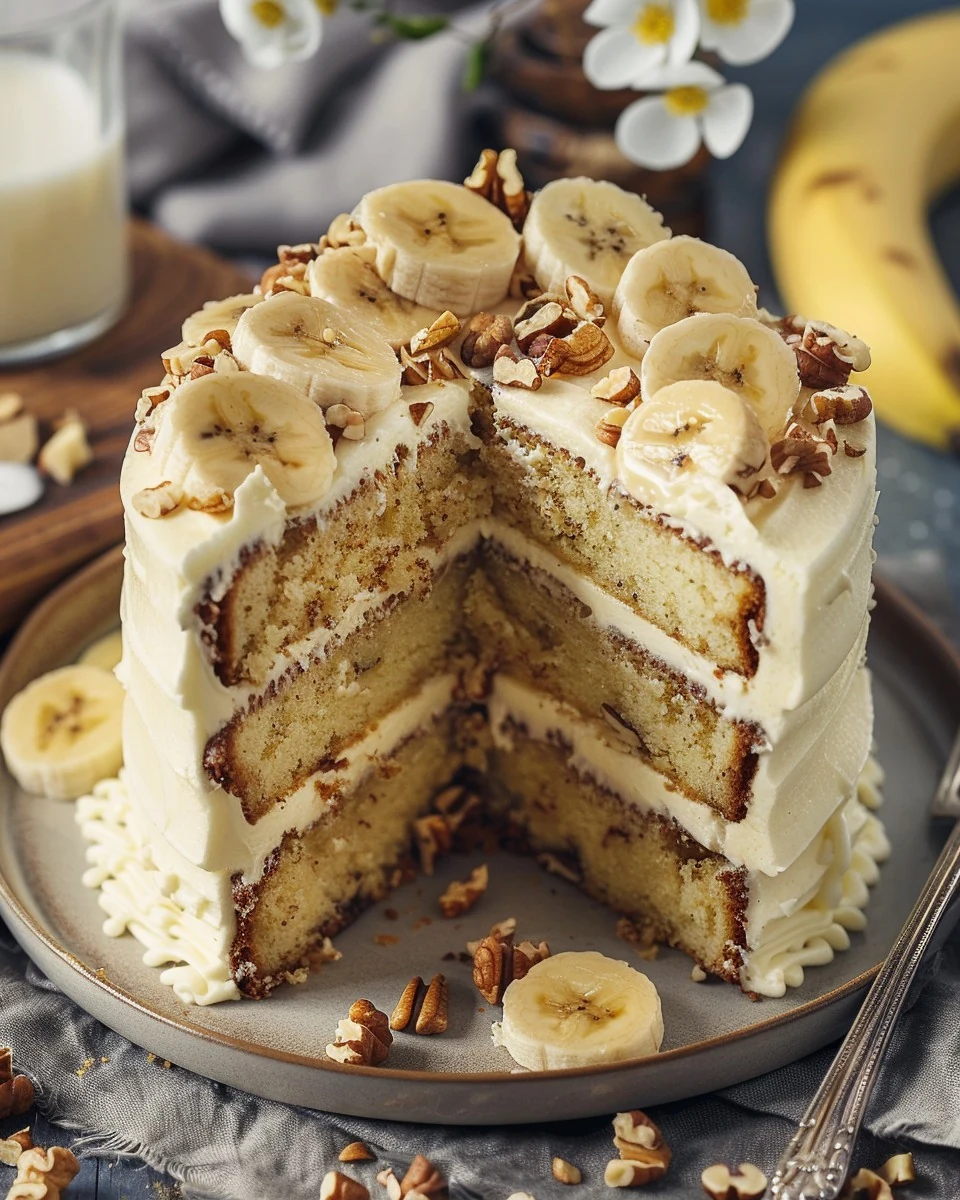 Irresistible Banana Walnut Dream Cake Recipe finished dish