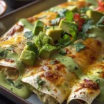Irresistible Creamy Avocado Chicken Enchiladas Recipe finished dish