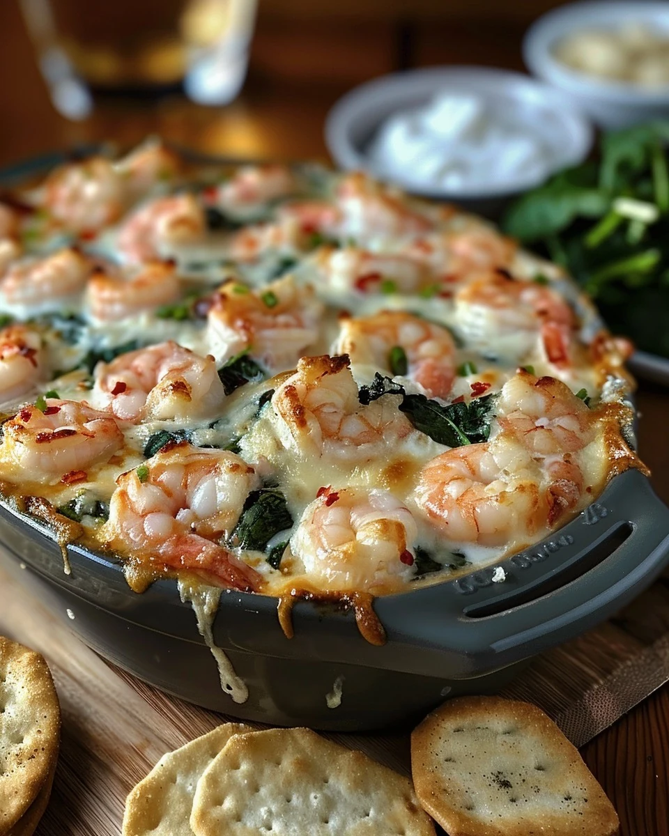 Irresistible Creamy Shrimp and Crab Spinach Dip Recipe finished dish