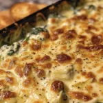 Irresistible Creamy Spinach and Artichoke Dip Recipe finished dish