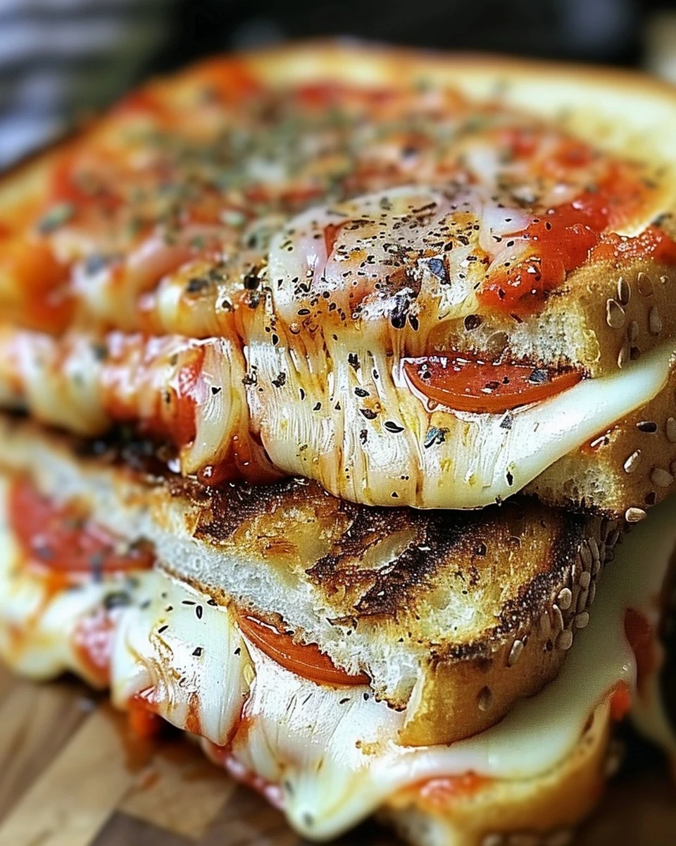 Irresistible Garlic Parmesan Pizza Grilled Cheese Recipe finished dish