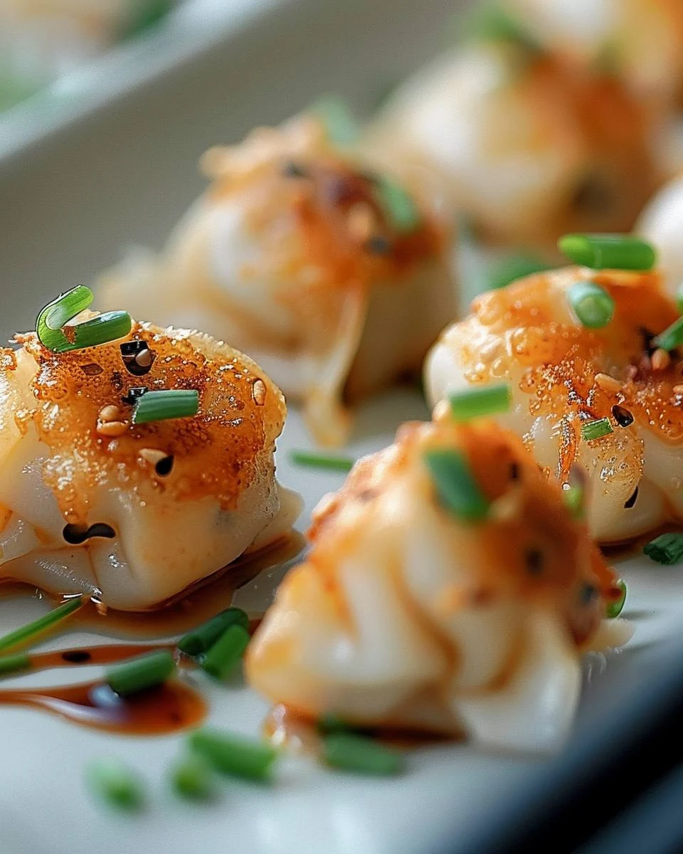 Irresistible Golden Crispy Shrimp and Chive Dumplings finished dish