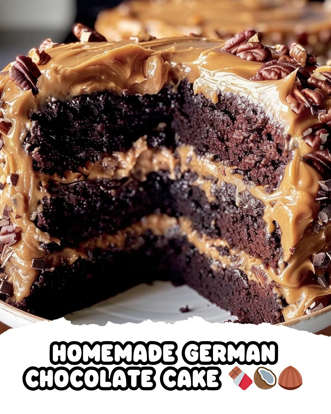 Irresistible Homemade German Chocolate Cake Recipe finished dish