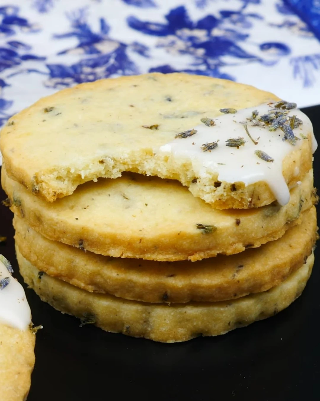Irresistible Iced Lemon Lavender Shortbread Cookies finished dish