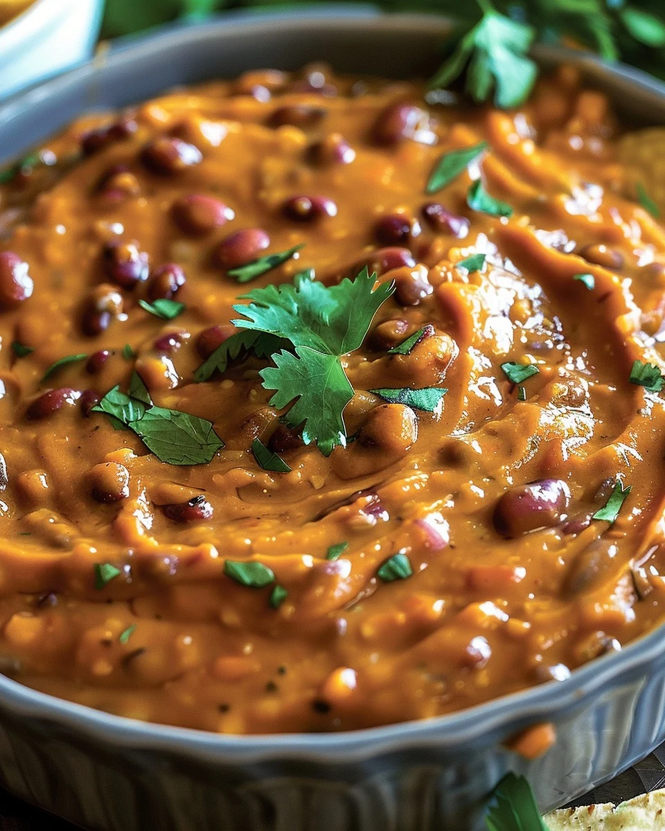 Irresistible Killer Refried Bean Dip Recipe finished dish