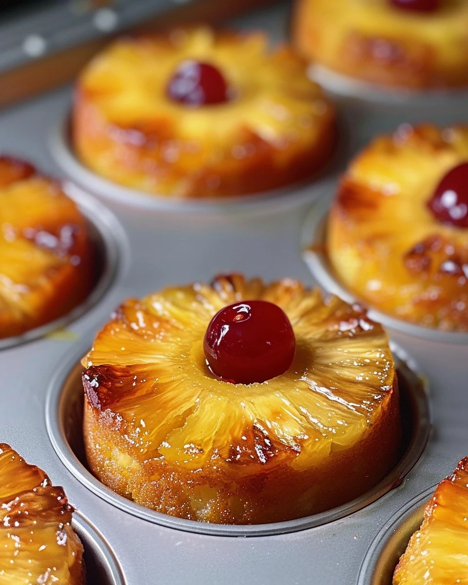 Irresistible Mini Pineapple Upside Down Cakes Recipe finished dish