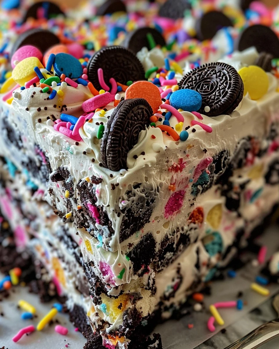 Irresistible No-Bake Funfetti Icebox Cake Recipe finished dish