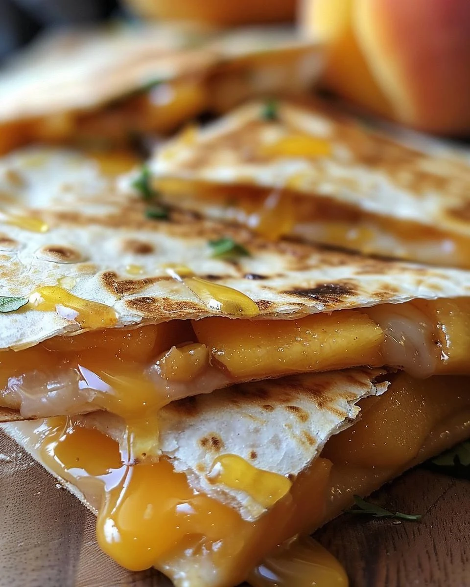 Irresistible Peach Cheddar Honey Quesadillas Recipe finished dish