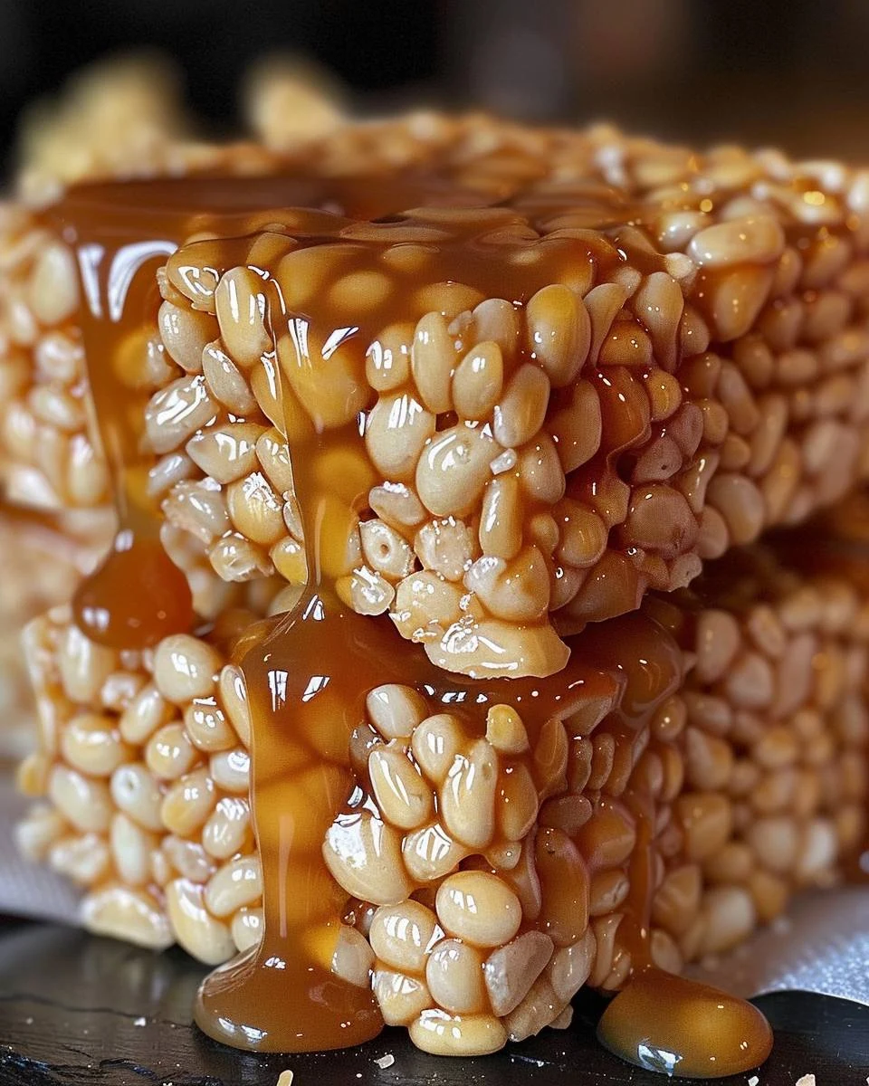Irresistible Salted Caramel Rice Krispie Treats Recipe finished dish