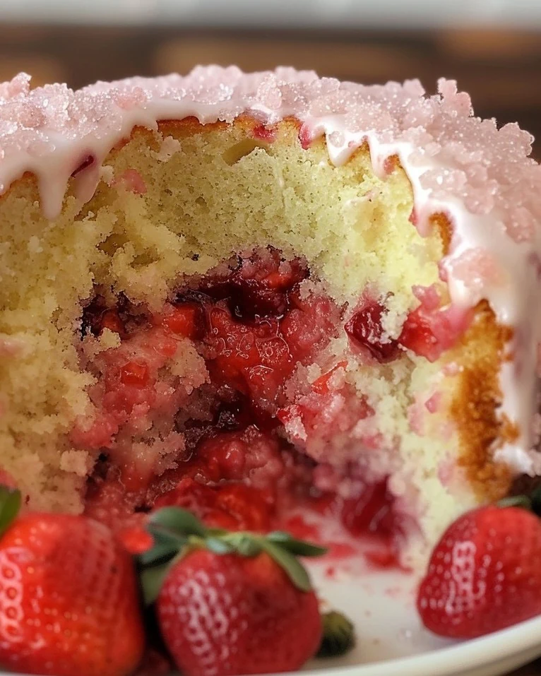 Irresistible Strawberry Buttermilk Pound Cake Recipe finished dish