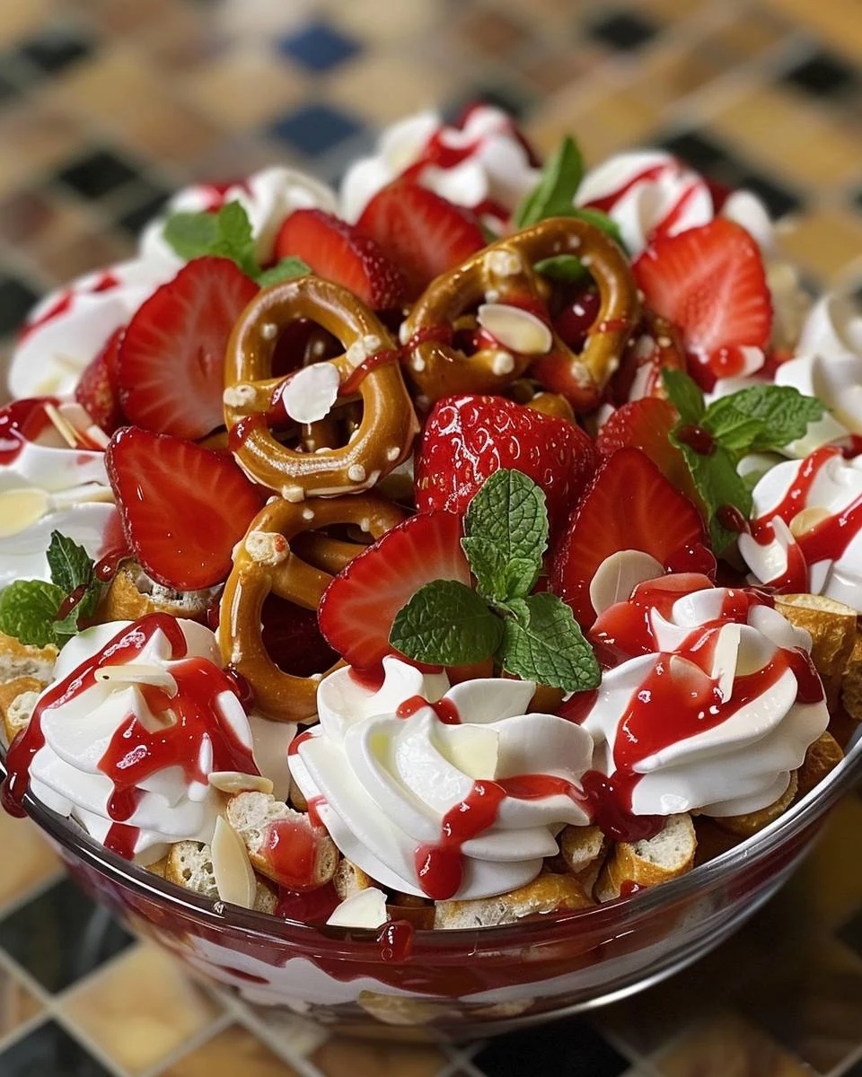 Irresistible Strawberry Pretzel Salad Recipe finished dish