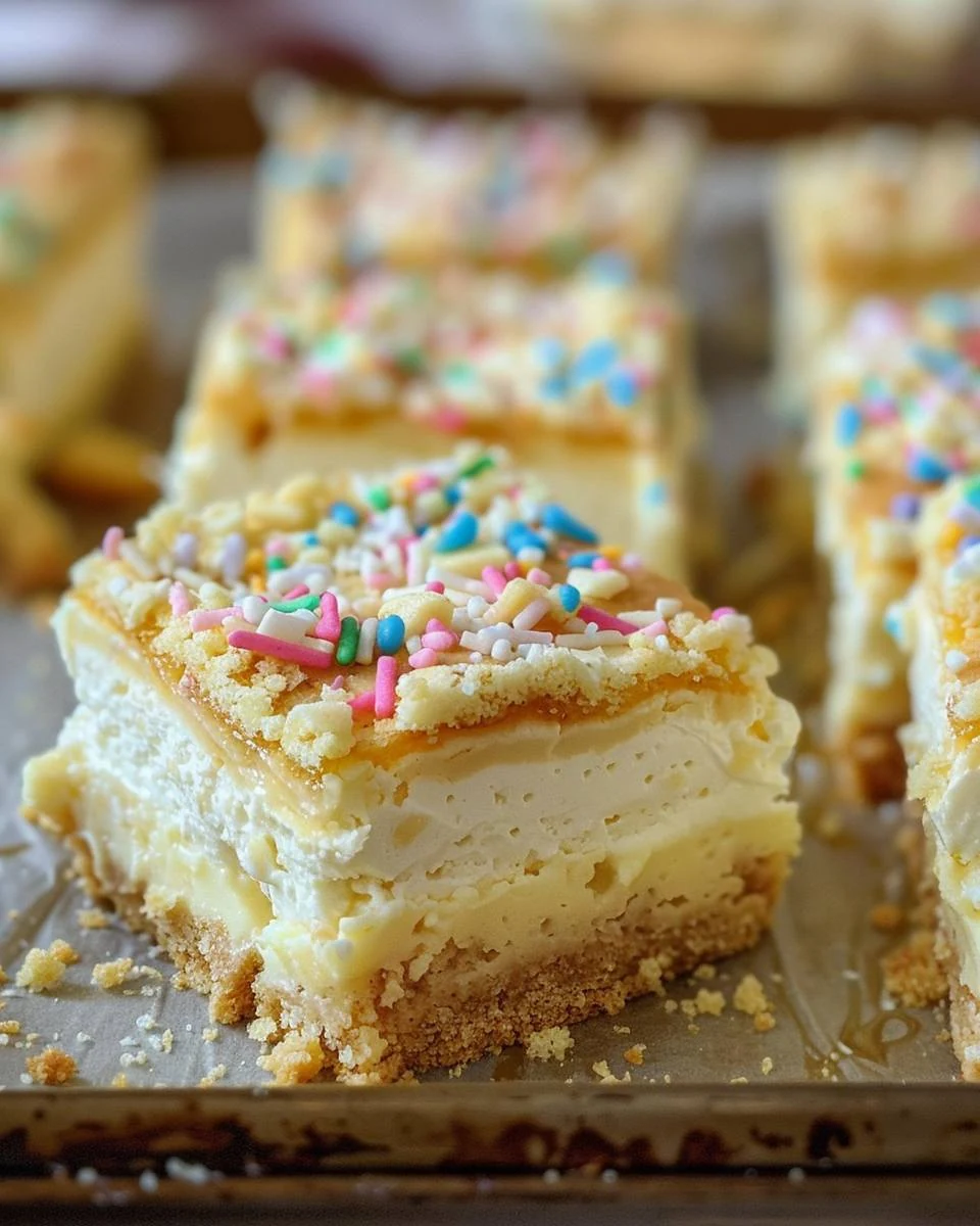 Irresistible Sugar Cookie Cheesecake Bars Recipe finished dish