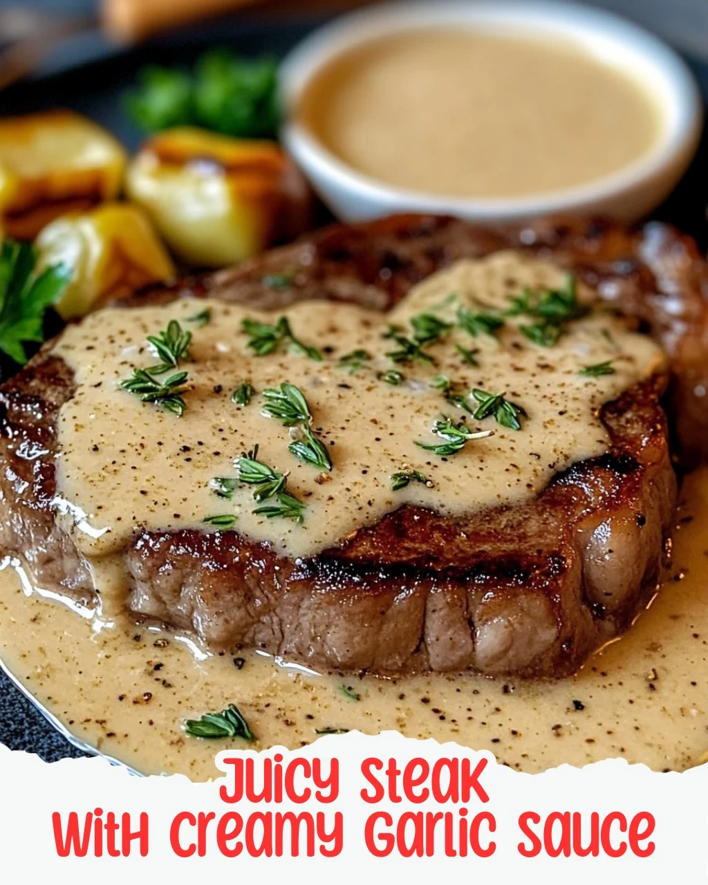Mouthwatering Juicy Steak with Creamy Garlic Sauce Recipe