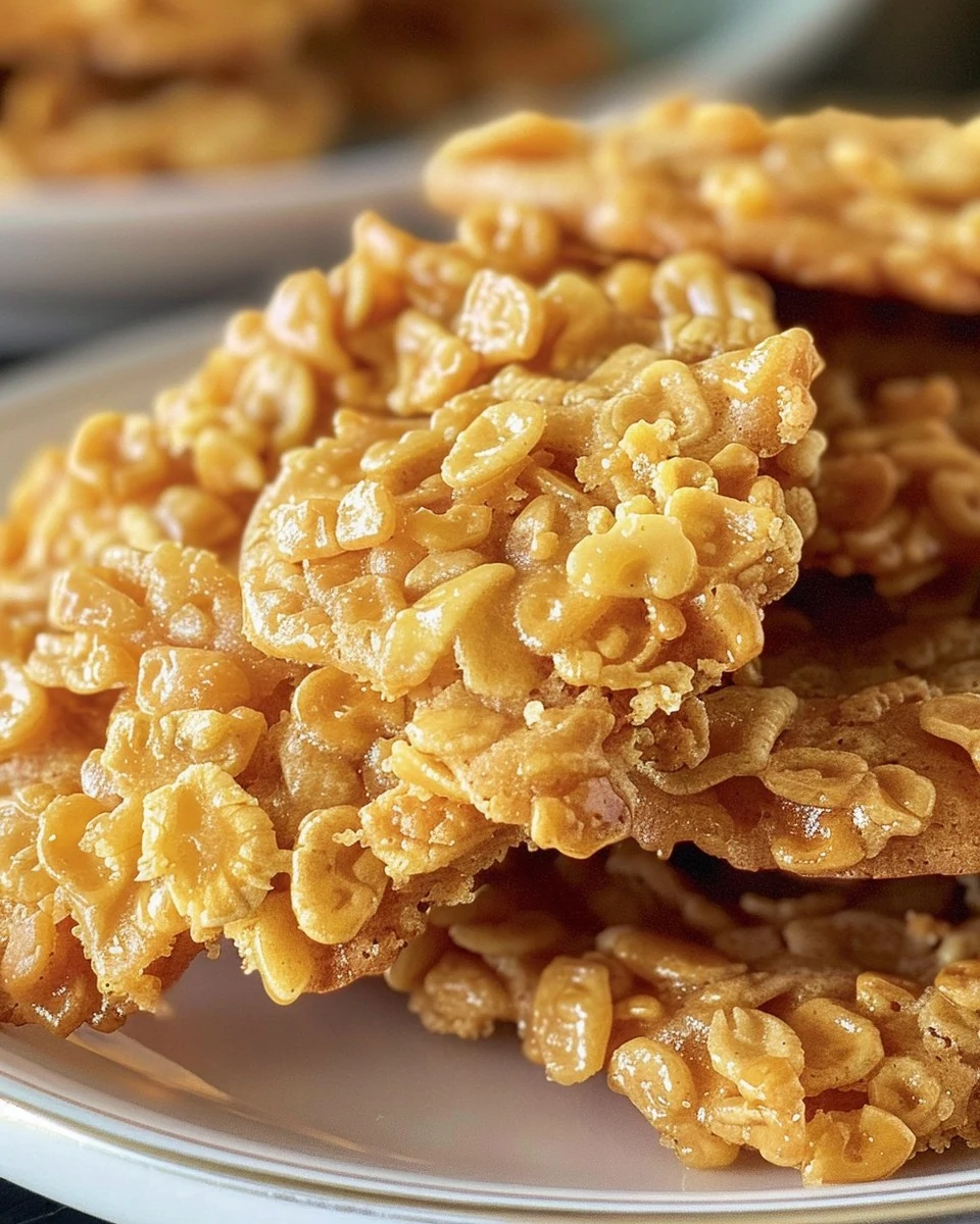 No-Bake Peanut Butter Cornflake Cookies Recipe finished dish