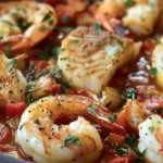 One-pan Cod & Red Shrimp: Simple Seafood Delight finished dish