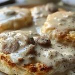 Perfect Sausage Gravy and Biscuits Recipe in 20 Minutes finished dish