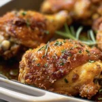 Perfectly Crispy Baked Chicken Thighs Recipe finished dish