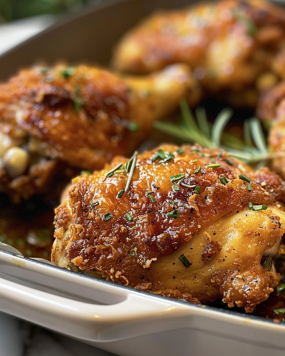 Perfectly Crispy Baked Chicken Thighs Recipe finished dish