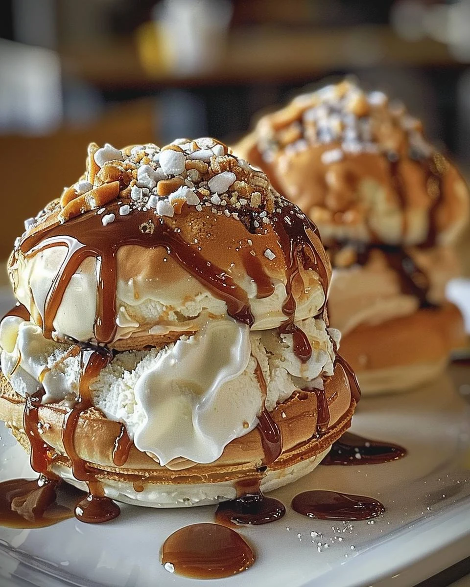 Profiterole Salted Toffee Ice Cream Sandwiches Recipe finished dish