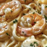 Quick 30 Minute Cheesy Garlic Shrimp Alfredo Recipe finished dish