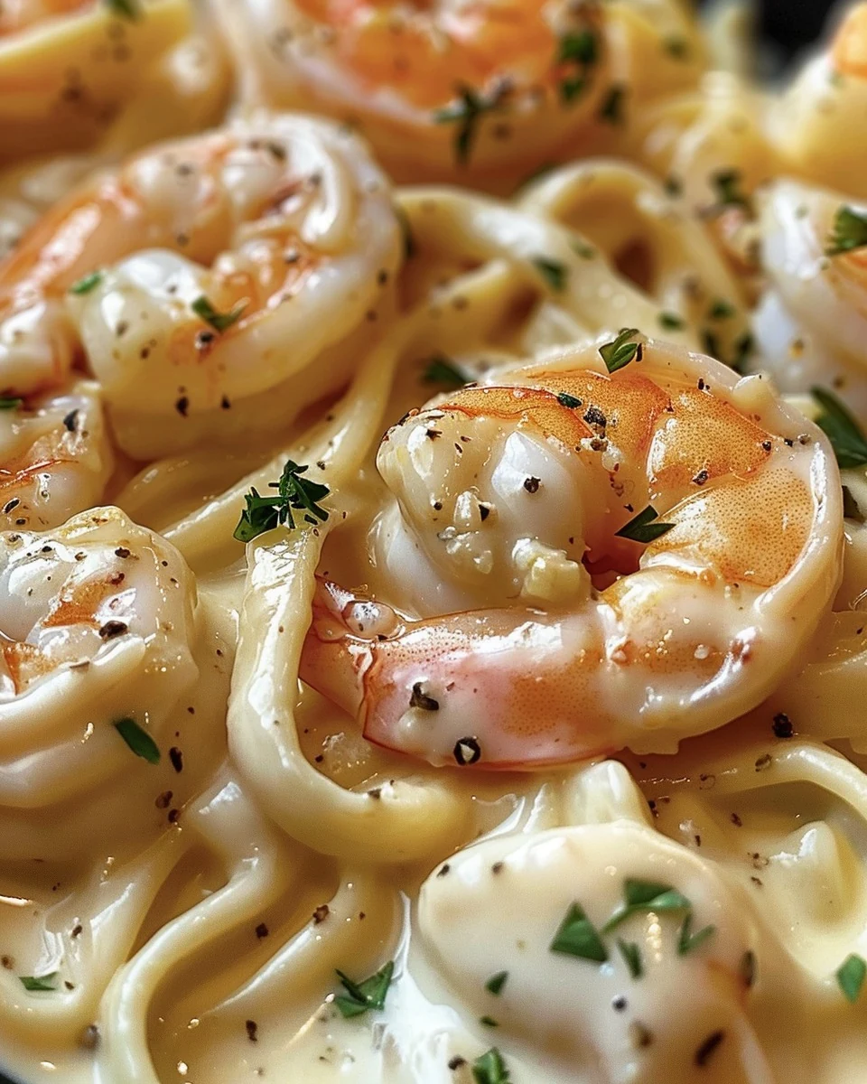 Quick 30 Minute Cheesy Garlic Shrimp Alfredo Recipe finished dish