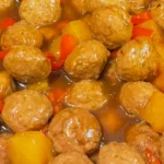 Quick and Easy Crockpot Hawaiian Meatballs Recipe finished dish