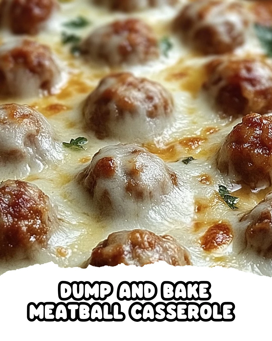 Quick and Easy Dump and Bake Meatball Casserole Recipe finished dish