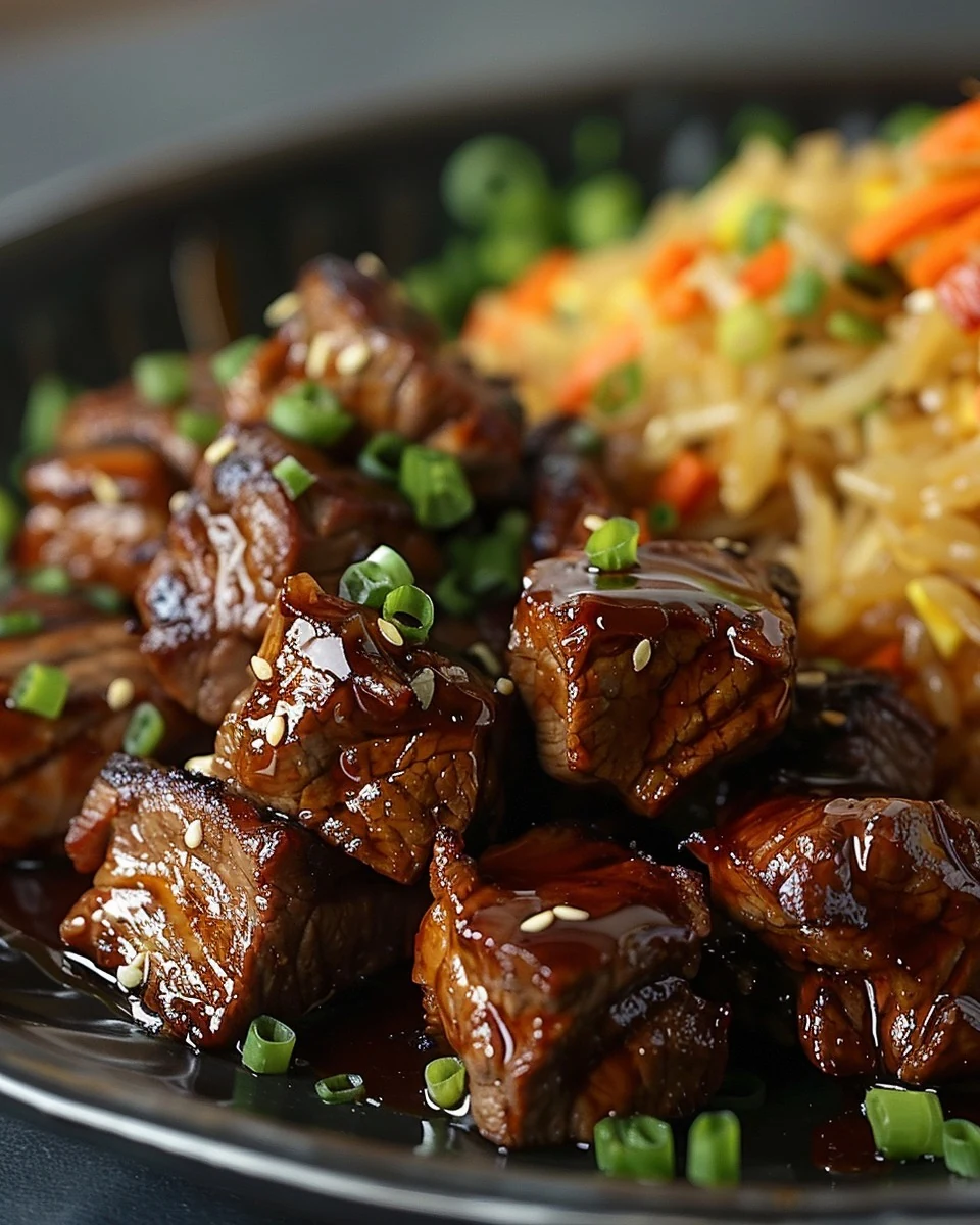 Quick and Easy Hibachi Steak Bites with Fried Rice finished dish