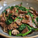 Quick and Flavorful Beef Mushroom Greens Stir-Fry Recipe finished dish