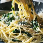 Quick and Zesty Ricotta Spinach Lemon Spaghetti Recipe finished dish