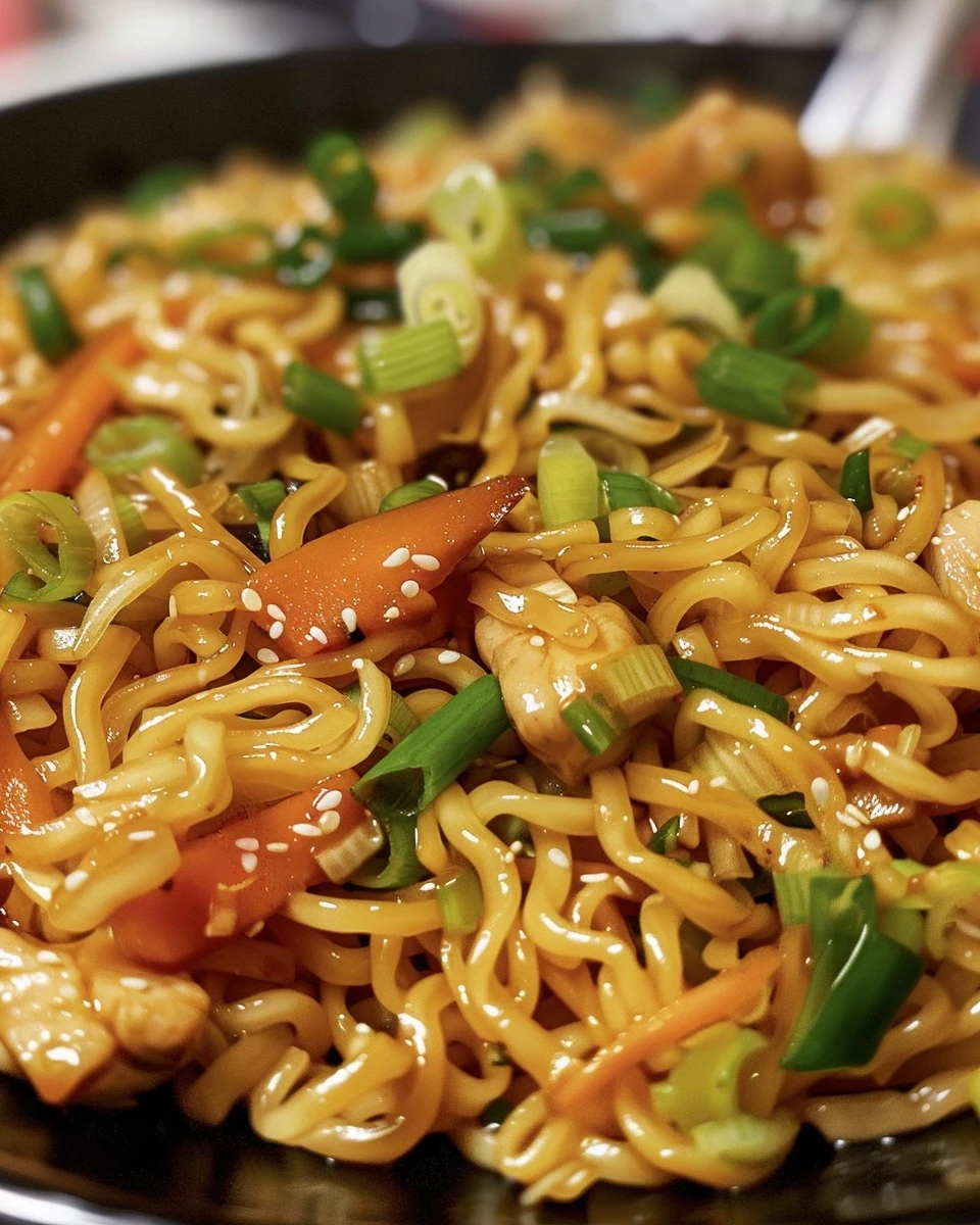 Quick Chow Mein Noodles with Chicken Recipe finished dish