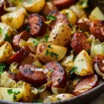 Quick Kielbasa Cabbage Potato Skillet Recipe finished dish
