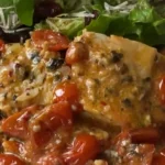 Quick Pan-Seared Mediterranean Cod in Tomato Basil Sauce finished dish