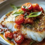 Quick Seared Cod with Tomato Basil Sauce Recipe finished dish