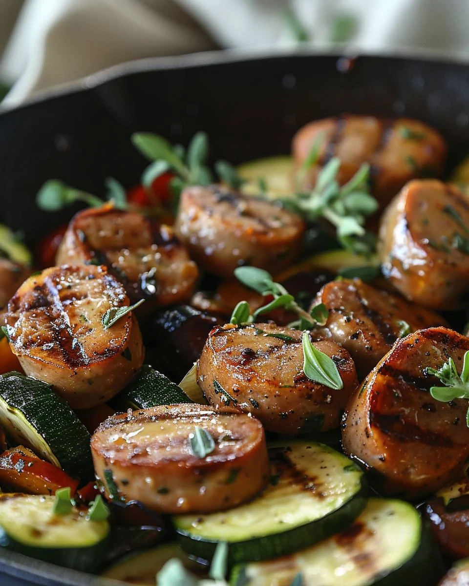 Quick Skillet Sausage and Zucchini - 20 Minute Recipe finished dish