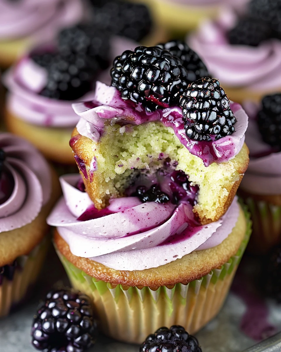 Refreshing Blackberry Lime Cupcakes - A Zesty Delight finished dish
