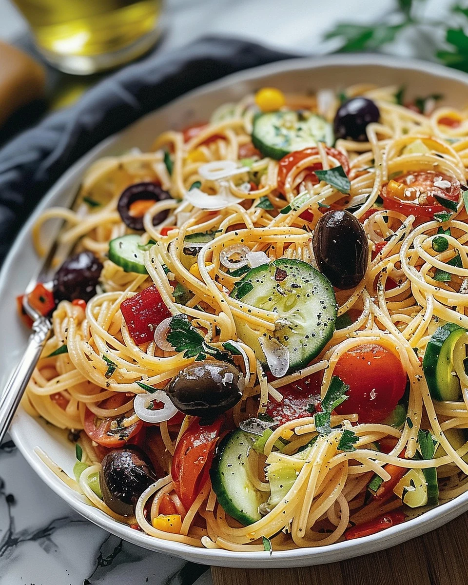 Refreshing California Spaghetti Salad Recipe finished dish