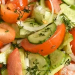 Refreshing Chilled Cucumber Tomato Salad Recipe finished dish