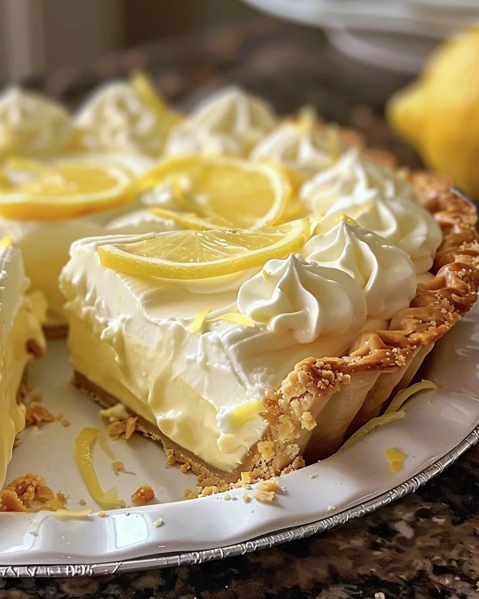 Refreshing Cream Cheese Lemonade Pie Recipe finished dish