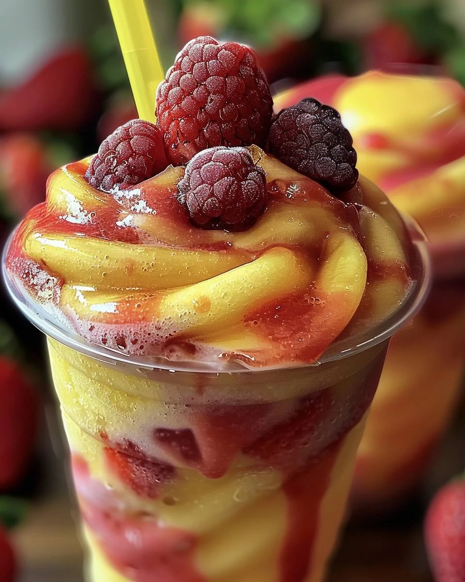 Refreshing Fresh Pineapple Strawberry Swirled Slushies Recipe finished dish