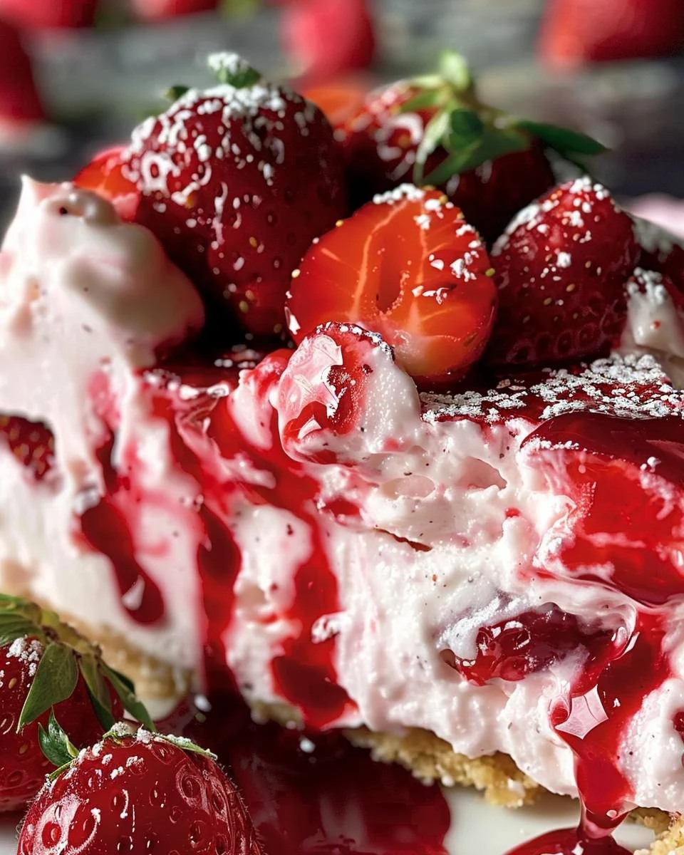 Refreshing Frozen Strawberry Cheesecake Recipe finished dish
