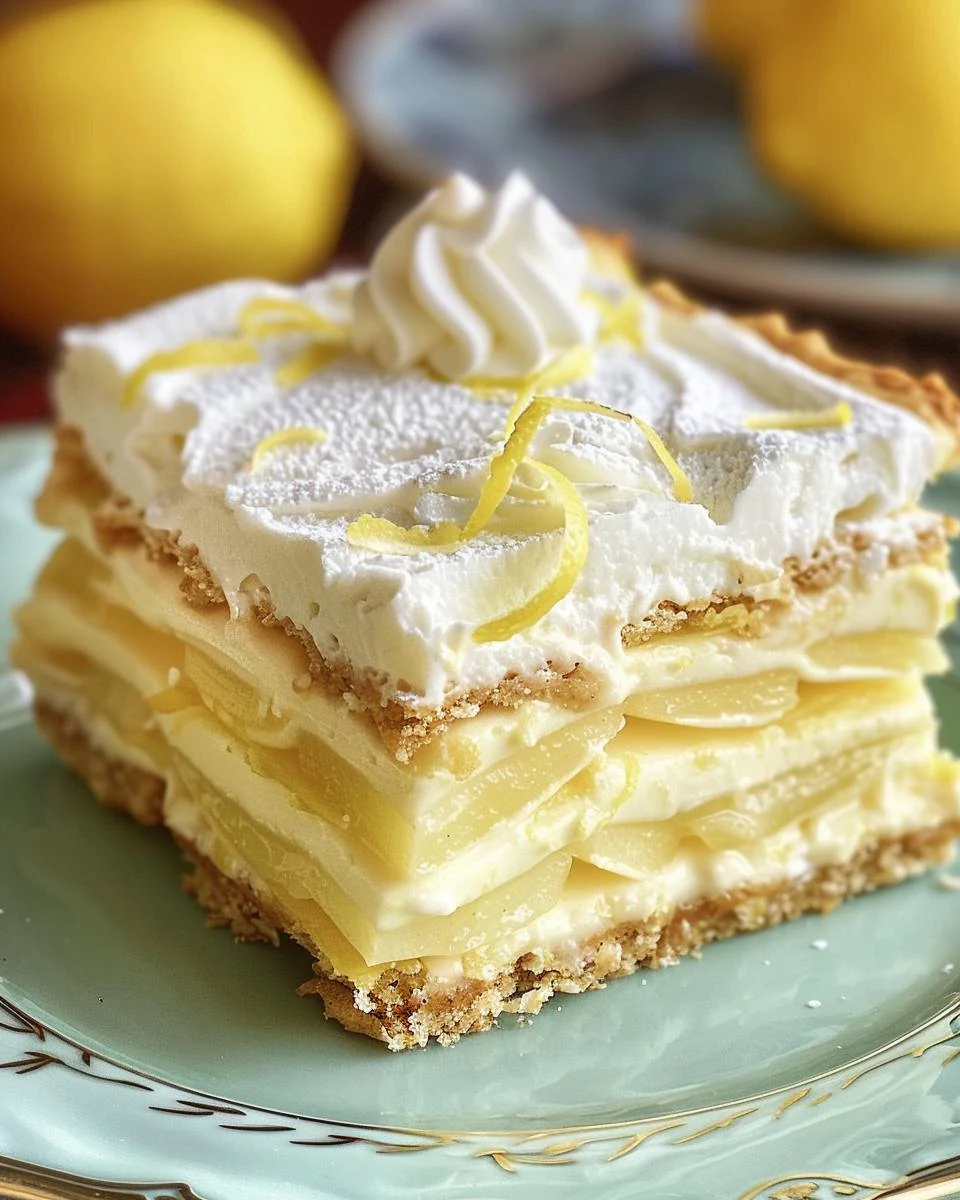Refreshing Lemon Eclair Cake - No-Bake Delight Recipe finished dish