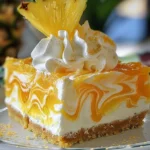 Refreshing Southern Pineapple Orange Swirl Cheesecake Recipe finished dish