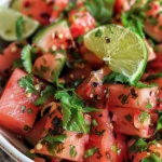 Refreshing Spicy Watermelon Salad with Cilantro and Lime finished dish